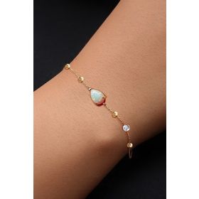 Demas Gold 14 Ayar Altın Dorikalı Avustralya Beyaz Opal Pırlanta Bileklik