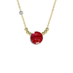 Demas Gold Pırlanta Dorikalı Yakut Renkli Yuvarlak Taşlı 14 Ayar Altın Kolye