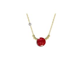 Demas Gold Pırlanta Dorikalı Yakut Renkli Yuvarlak Taşlı 14 Ayar Altın Kolye