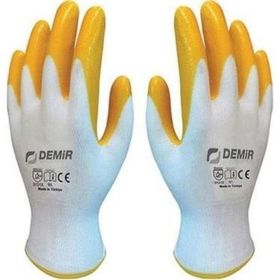 Demir Safety D007 Sarı-Beyaz Nitril Eldiven