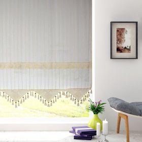 Demirhan Perde Pamuklu Ara Güpürlü Natural Çizgili Tül 250x200 cm Güneşlik