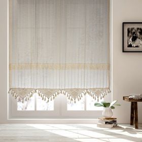 Demirhan Perde Pamuklu Ara Güpürlü Natural Çizgili Tül 250x200 cm Güneşlik