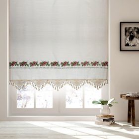 Demirhan Perde Pamuklu Kırmızı Kanaviçeli Buldan İşi Otantik 100x200 cm Güneşlik