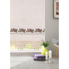 Demirhan Perde Pamuklu Lila Kanaviçeli Buldan İşi Otantik Krem 70x200 cm Güneşlik