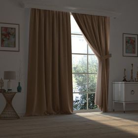 Demor Home Açık Kahve Yarı Mat Blackout Ekstrafor Büzgülü Tek Kanat 200x250 cm Fon Perde