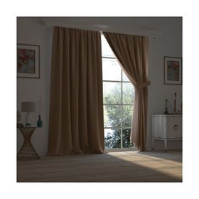 Demor Home Açık Kahve Yarı Mat Blackout Ekstrafor Büzgülü Tek Kanat 200x250 cm Fon Perde