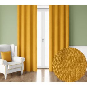 Demor Home Kadife Dokulu Ekstrafor Büzgülü Bal Peteği Sarısı Tek Kanat 100x250 cm Fon Perde