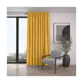 Demor Home Kadife Dokulu Ekstrafor Büzgülü Bal Peteği Sarısı Tek Kanat 250x270 cm Fon Perde