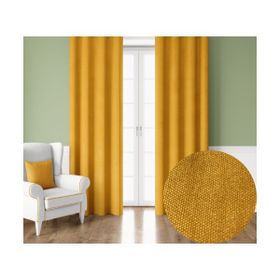 Demor Home Kadife Dokulu Ekstrafor Büzgülü Bal Peteği Sarısı Tek Kanat 300x270 cm Fon Perde