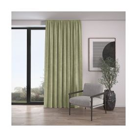 Demor Home Kadife Dokulu Ekstrafor Büzgülü Çağla Yeşili Tek Kanat 100x250 cm Fon Perde