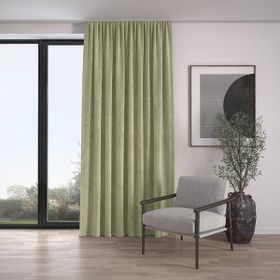 Demor Home Kadife Dokulu Ekstrafor Büzgülü Çağla Yeşili Tek Kanat 300x250 cm Fon Perde