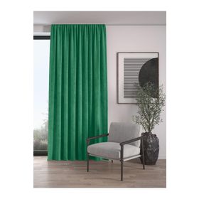 Demor Home Kadife Dokulu Ekstrafor Büzgülü Çam Yeşili Tek Kanat 100x270 cm Fon Perde