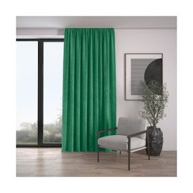 Demor Home Kadife Dokulu Ekstrafor Büzgülü Çam Yeşili Tek Kanat 100x270 cm Fon Perde
