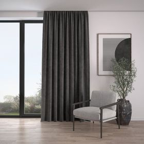 Demor Home Kadife Dokulu Ekstrafor Büzgülü Duman Grisi Tek Kanat 250x270 cm Fon Perde