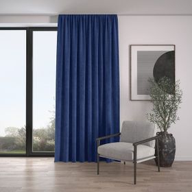 Demor Home Kadife Dokulu Ekstrafor Büzgülü Gece Mavisi Tek Kanat 300x260 cm Fon Perde