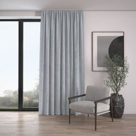 Demor Home Kadife Dokulu Ekstrafor Büzgülü Gümüş Grisi Tek Kanat 150x270 cm Fon Perde