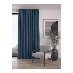 Demor Home Kadife Dokulu Ekstrafor Büzgülü Güvercin Mavisi Tek Kanat 200x250 cm Fon Perde