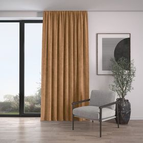 Demor Home Kadife Dokulu Ekstrafor Büzgülü Kaju Rengi Tek Kanat 100x260 cm Fon Perde