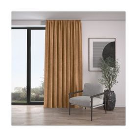 Demor Home Kadife Dokulu Ekstrafor Büzgülü Kaju Rengi Tek Kanat 200x250 cm Fon Perde