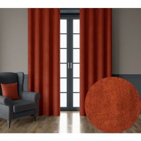 Demor Home Kadife Dokulu Ekstrafor Büzgülü Kiremit Rengi Tek Kanat 100x250 cm Fon Perde