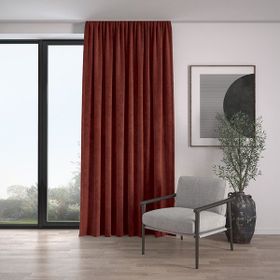 Demor Home Kadife Dokulu Ekstrafor Büzgülü Kiremit Rengi Tek Kanat 200x260 cm Fon Perde