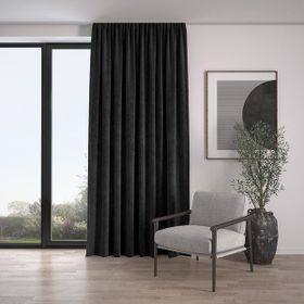 Demor Home Kadife Dokulu Ekstrafor Büzgülü Panter Siyahı Tek Kanat 100x270 cm Fon Perde