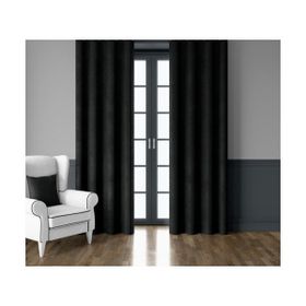 Demor Home Kadife Dokulu Ekstrafor Büzgülü Panter Siyahı Tek Kanat 150x250 cm Fon Perde