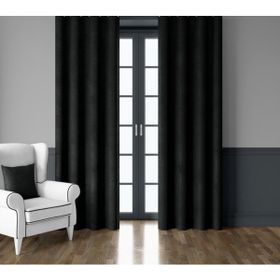 Demor Home Kadife Dokulu Ekstrafor Büzgülü Panter Siyahı Tek Kanat 250x250 cm Fon Perde