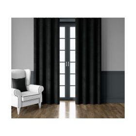 Demor Home Kadife Dokulu Ekstrafor Büzgülü Panter Siyahı Tek Kanat 250x270 cm Fon Perde