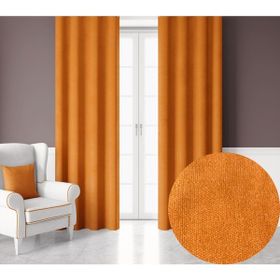 Demor Home Kadife Dokulu Ekstrafor Büzgülü Portakal Rengi Tek Kanat 250x260 cm Fon Perde