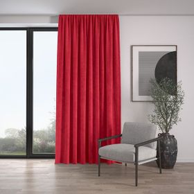 Demor Home Kadife Dokulu Ekstrafor Büzgülü Saltanat Kırmızısı Tek Kanat 100x250 cm Fon Perde