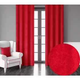Demor Home Kadife Dokulu Ekstrafor Büzgülü Saltanat Kırmızısı Tek Kanat 200x250 cm Fon Perde