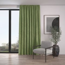 Demor Home Kadife Dokulu Ekstrafor Büzgülü Tatlı Yeşil Tek Kanat 150x250 cm Fon Perde
