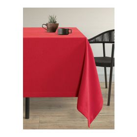 Demor Home Kadife Dokulu Saltanat Kırmızısı Masa Örtüsü