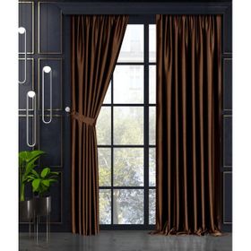 Demor Home Koyu Kahve Yarı Mat Blackout Ekstrafor Büzgülü Tek Kanat 200x250 cm Fon Perde