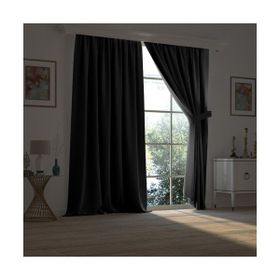 Demor Home Siyah Yarı Mat Blackout Ekstrafor Büzgülü Tek Kanat 250x250 cm Fon Perde