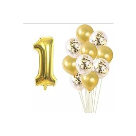 Deniz Party Store-1 Yaş Gold Konfetili Şeffaf Balon Seti