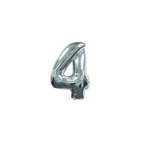 Deniz Party Store 16 inç 40 cm 4 Rakamı Gümüş Folyo Balon