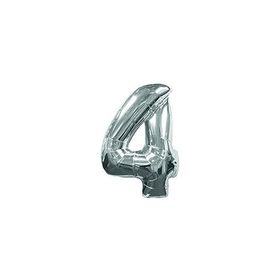 Deniz Party Store 16 inç 40 cm 4 Rakamı Gümüş Folyo Balon