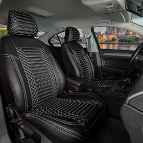 Deniz Tuning Bmw 5 Serisi 528 Lüx Deri 5'li Set Siyah Beyaz Oto Koltuk Kılıfı