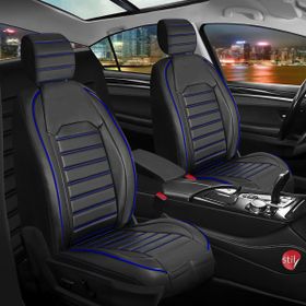 Deniz Tuning Bmw 5 Serisi 540 5 Parça Set Orjin Siyah Mavi Deri Oto Koltuk Kılıfı