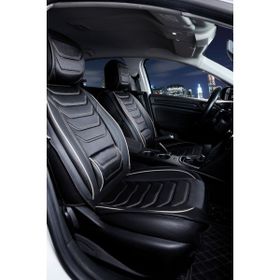 Deniz Tuning Fiat Albea Lüx Deri 5'li Takım Line Siyah Beyaz Oto Koltuk Kılıfı