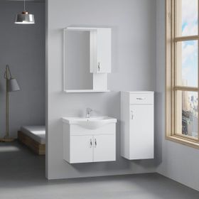 Denko Akyazı 55 cm Mdf Beyaz Banyo Dolabı Takımı ve Boy Dolabı