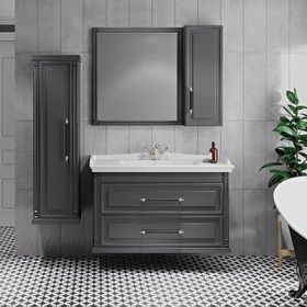 Denko Albatros 100 cm Mdf Gri Banyo Dolabı Takımı