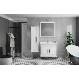 Denko Albatros 80 cm Mdf Beyaz Banyo Dolabı Takımı ve Boy Dolabı