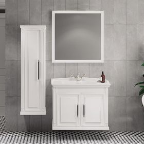 Denko Albatros 80 cm Mdf Beyaz Banyo Dolabı Takımı ve Boy Dolabı