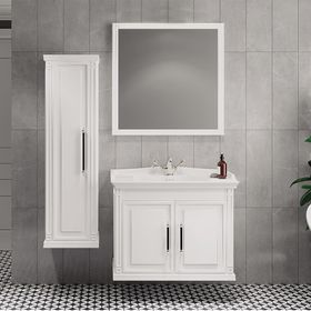 Denko Albatros 80 cm Mdf Beyaz Banyo Dolabı Takımı ve Boy Dolabı