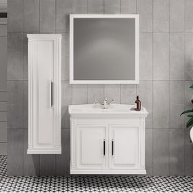 Denko Albatros 80 cm Mdf Beyaz Banyo Dolabı Takımı ve Boy Dolabı