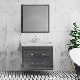 Denko Albatros 80 cm Mdf Gri Banyo Dolabı Alt Modül ve Lavabo