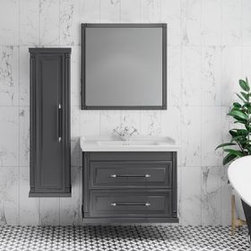 Denko Albatros 80 cm Mdf Gri Banyo Dolabı Takımı ve Boy Dolabı